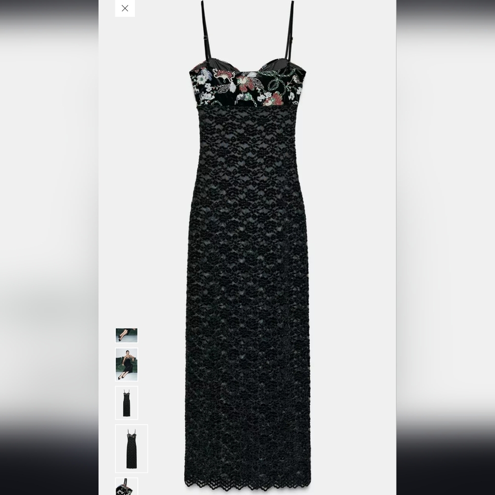 Zara Elegant Black Lace Maxi Dress - Picture 6 of 10